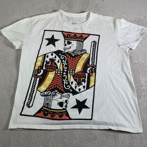 Rebels & Nomads Shirt Mens XL White Skeleton King Playing Card Skull Graphic Tee